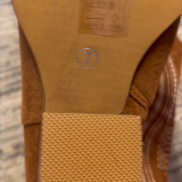 Rust Faux Suede Western Boots with White Embroidery, size 7. - Picture 3 of 5